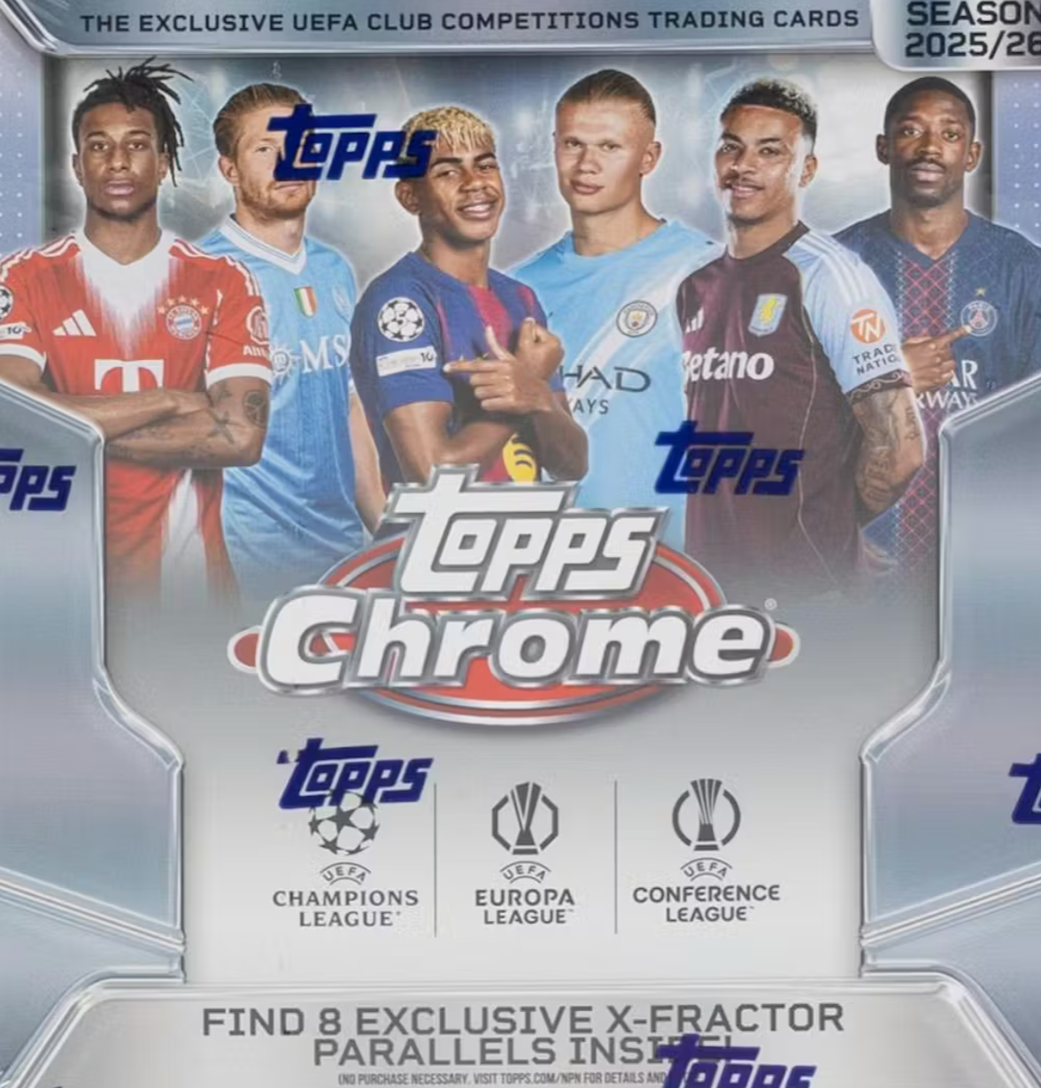 2025/26 Topps Chrome UEFA Club Competitions Soccer Hobby Jumbo Box