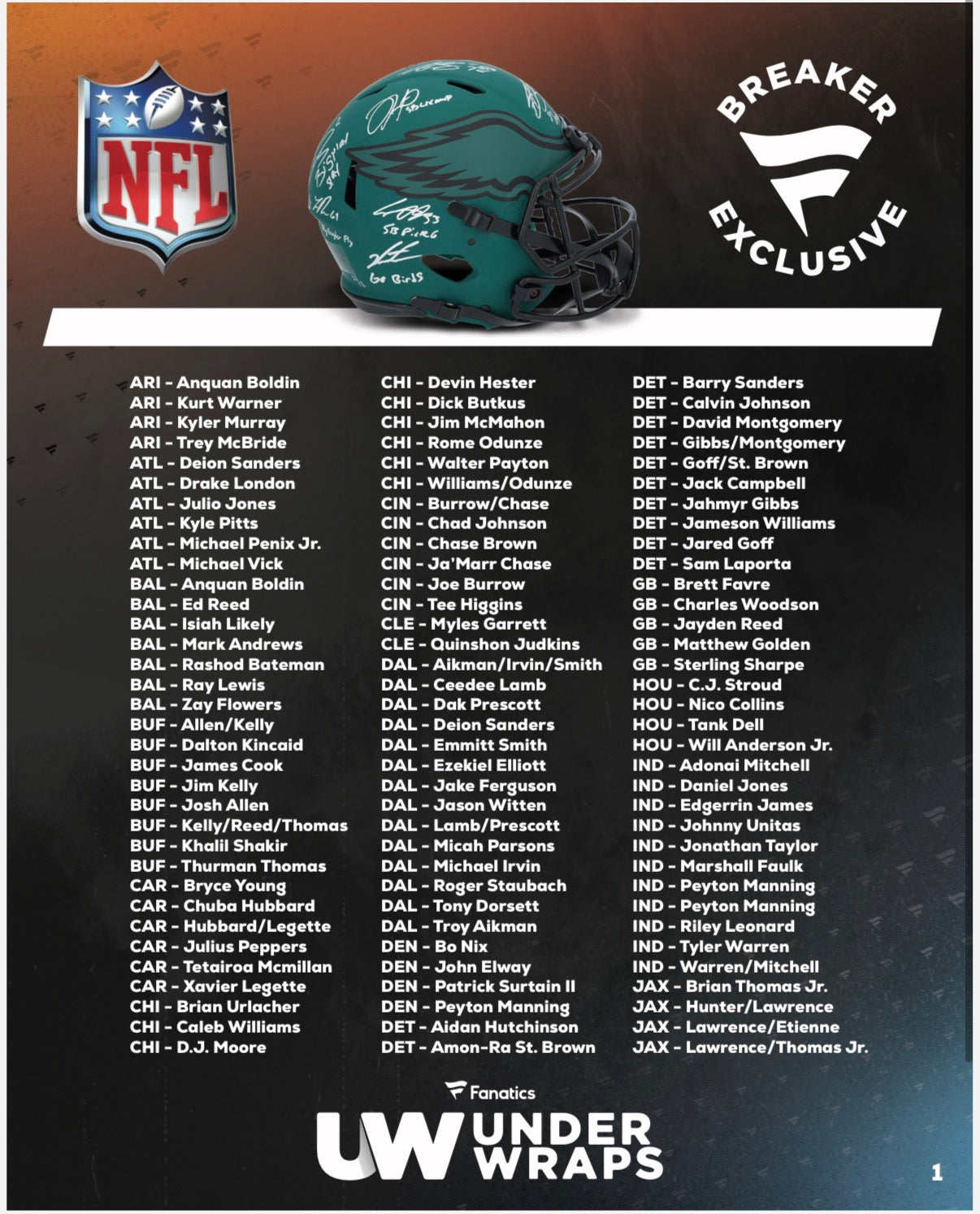 2025 Fanatics Under Wraps Vol II Autographed NFL Football Helmets Box *BREAKER EXCLUSIVE*